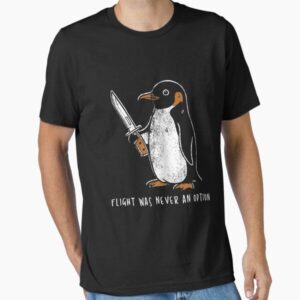 Flight was Never an Option Funny Penguin with Knife